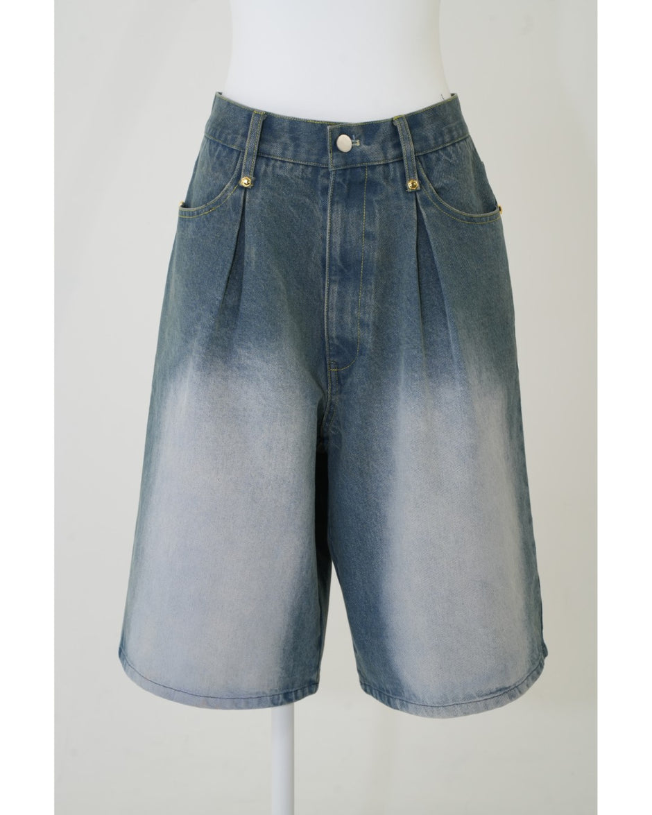 Vintage-Like Denim Half Pants