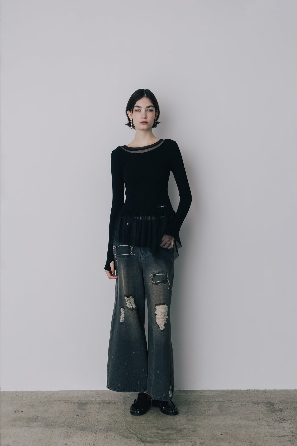 Tulle Peplum Rib Knit