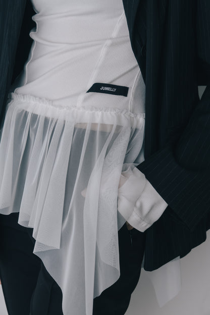 Tulle Peplum Rib Knit