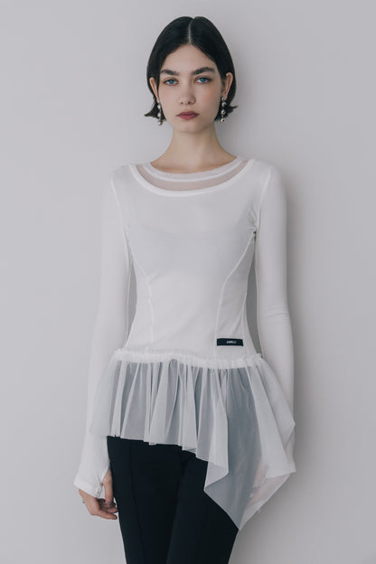 Tulle Peplum Rib Knit