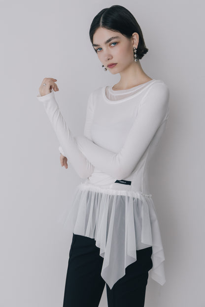 Tulle Peplum Rib Knit