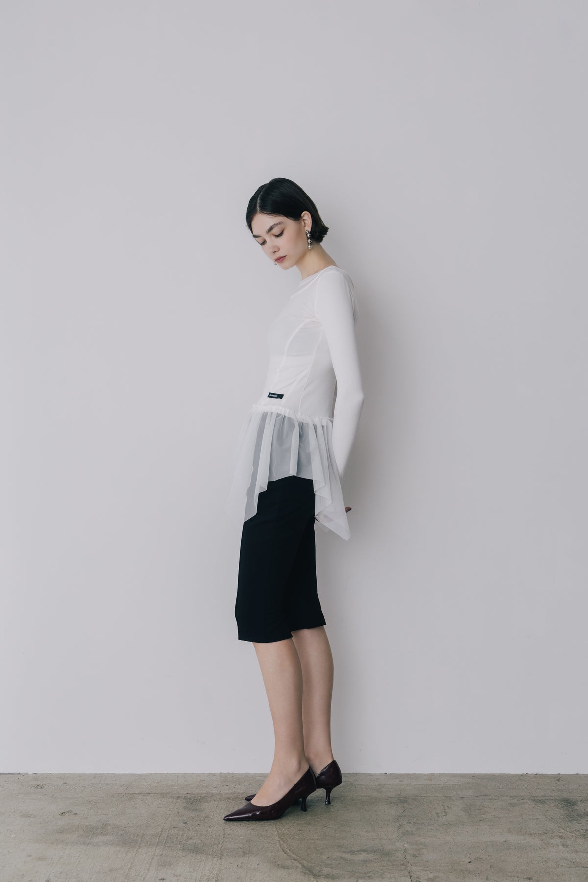Tulle Peplum Rib Knit