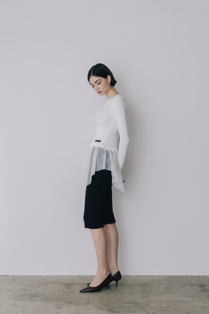 Tulle Peplum Rib Knit