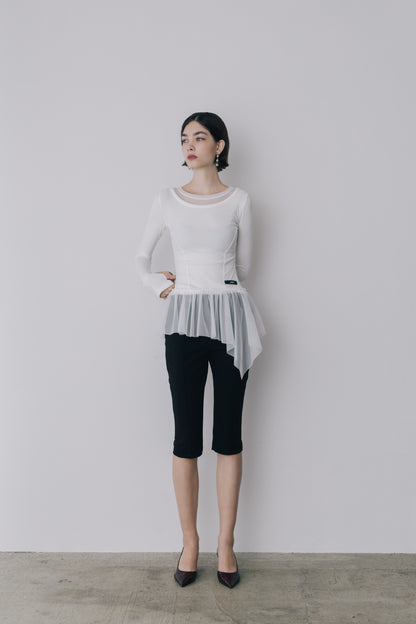 Tulle Peplum Rib Knit
