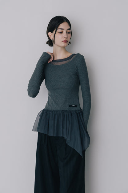 Tulle Peplum Rib Knit