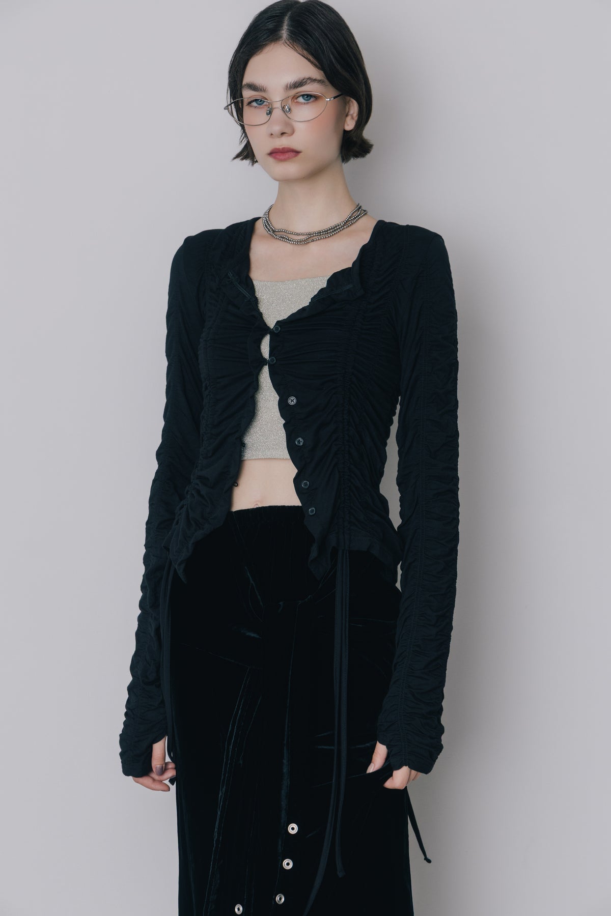 Gather Drawstring Cardigan