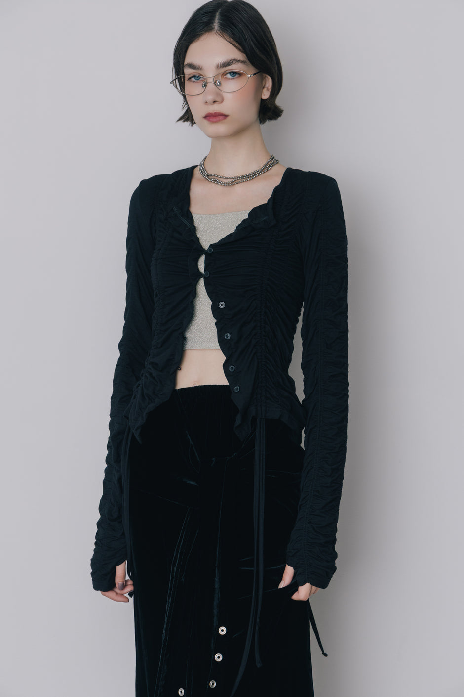 Gather Drawstring Cardigan