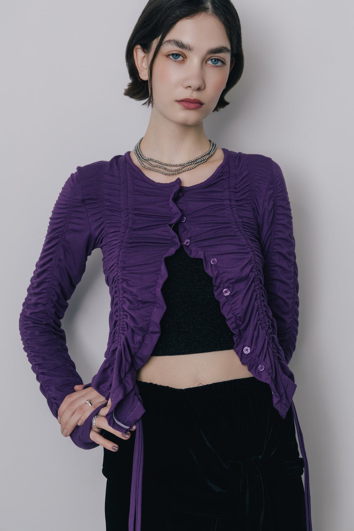 Gather Drawstring Cardigan