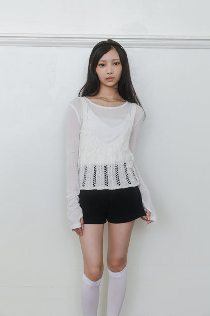 【先行】Fingerhole  Sheer  Long Sleeve Tops ※10月中旬配送予定