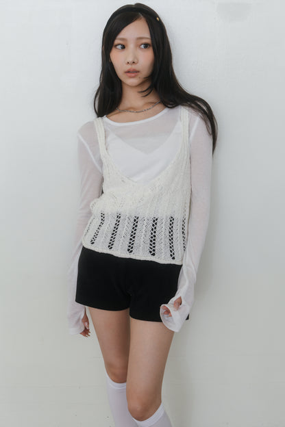 【先行】Fingerhole  Sheer  Long Sleeve Tops ※10月中旬配送予定