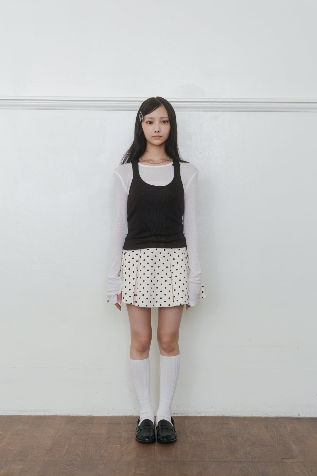 【先行】Dot Pleat Mini Skirt ※10月中旬配送予定
