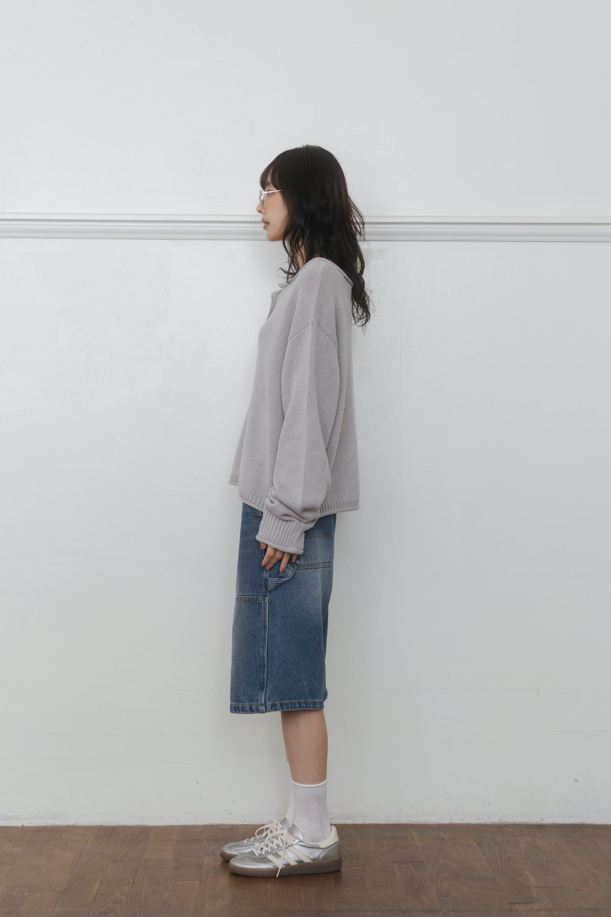 【先行】Loose Cut-Off Henley Knit ※10月中旬配送予定