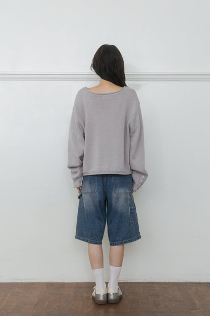 【先行】Loose Cut-Off Henley Knit ※10月中旬配送予定