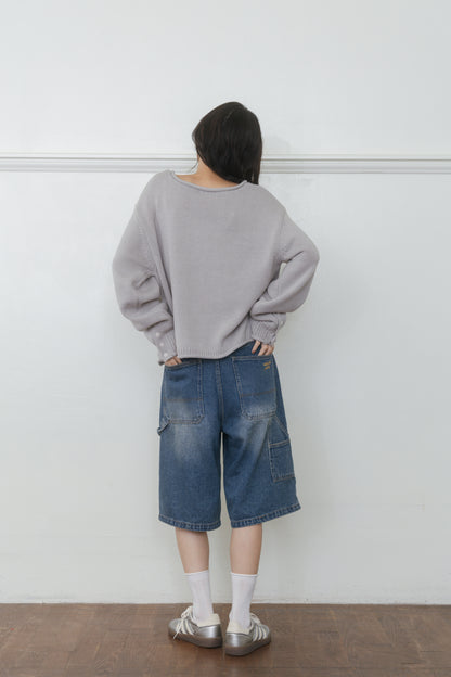 【先行】Loose Cut-Off Henley Knit ※10月中旬配送予定