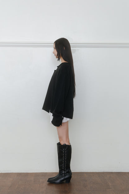 【先行】Loose Cut-Off Henley Knit ※10月中旬配送予定