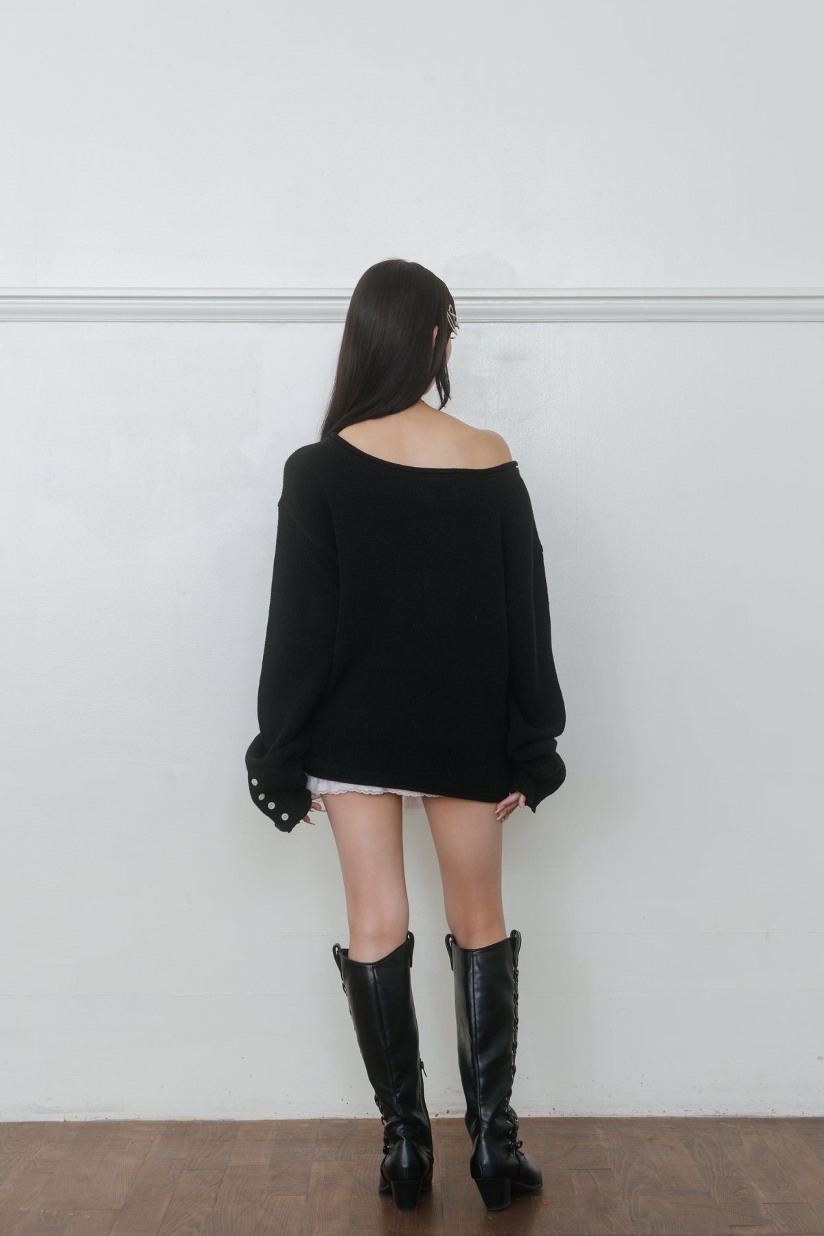 【先行】Loose Cut-Off Henley Knit ※10月中旬配送予定
