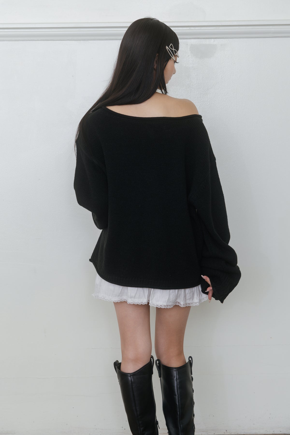【先行】Loose Cut-Off Henley Knit ※10月中旬配送予定