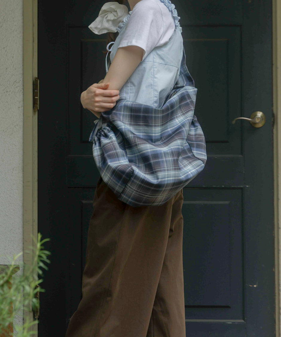 【予約】Nylon Check Gathered Shoulder Bag※7月中旬配送予定