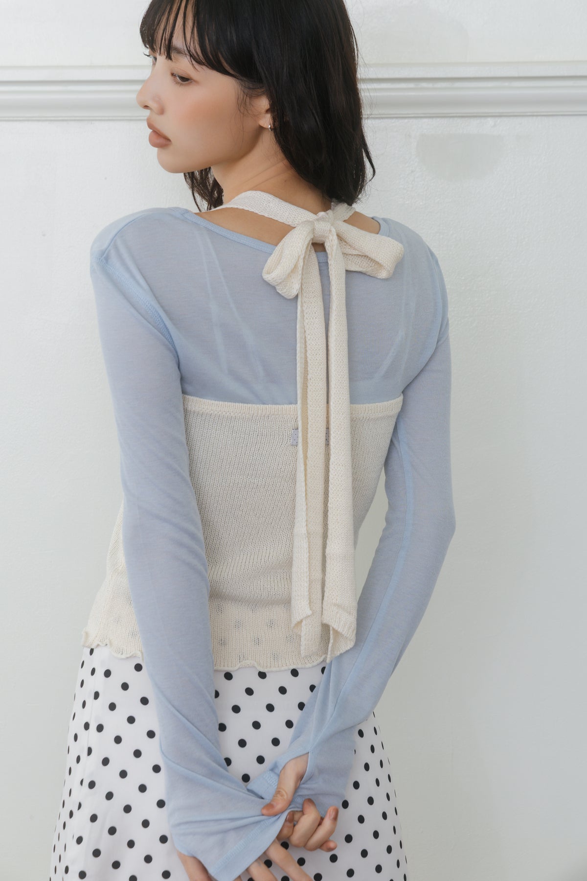 【先行】Fingerhole  Sheer  Long Sleeve Tops ※10月中旬配送予定