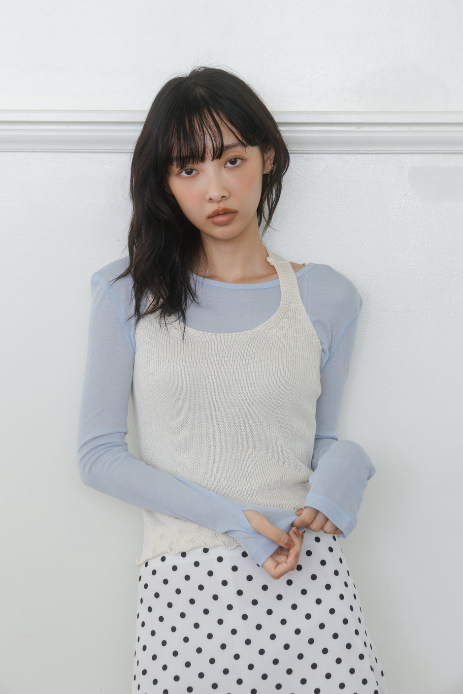 【先行】Fingerhole  Sheer  Long Sleeve Tops ※10月中旬配送予定