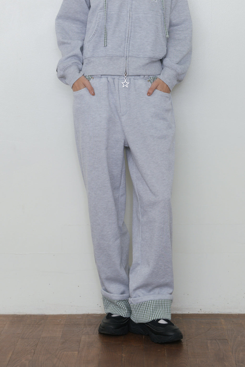 Roll-Up Rhinestone Sweatpants