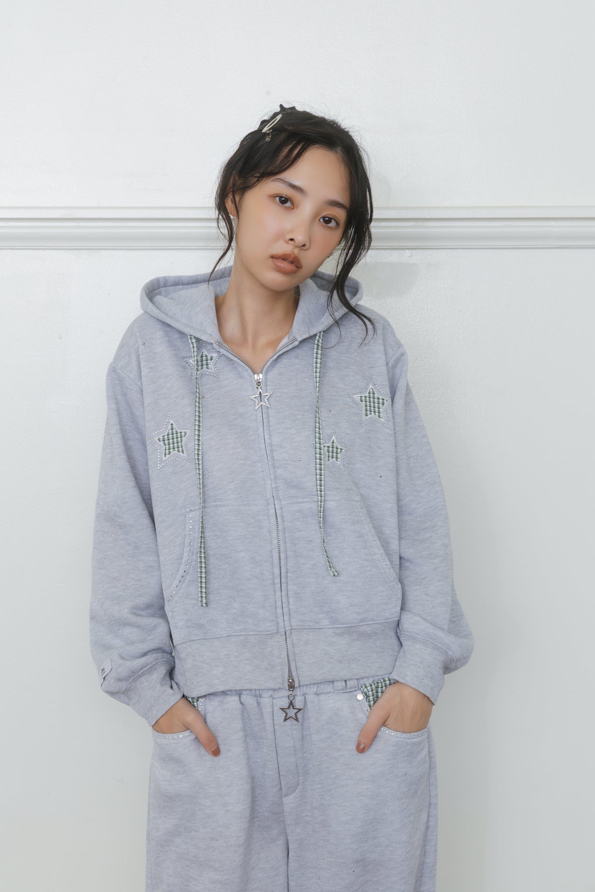 【先行】Check Star Double Zip Hoodie ※10月中旬配送予定