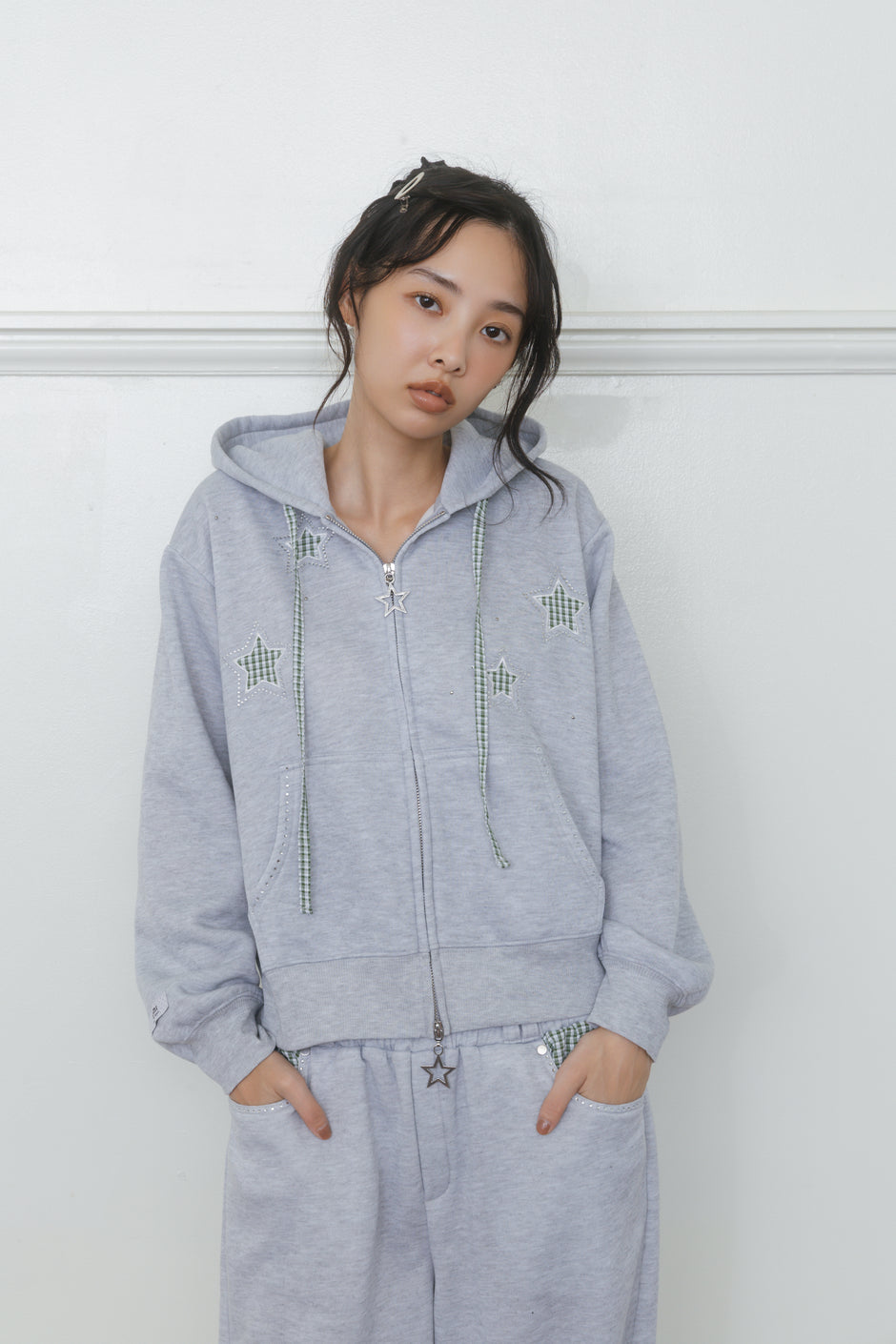【先行】Check Star Double Zip Hoodie ※10月中旬配送予定
