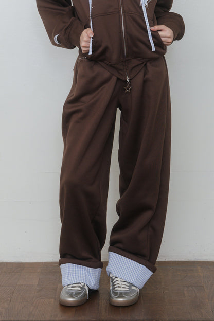 【予約】Roll-Up Rhinestone Sweatpants（brown）※12月中旬配送予定