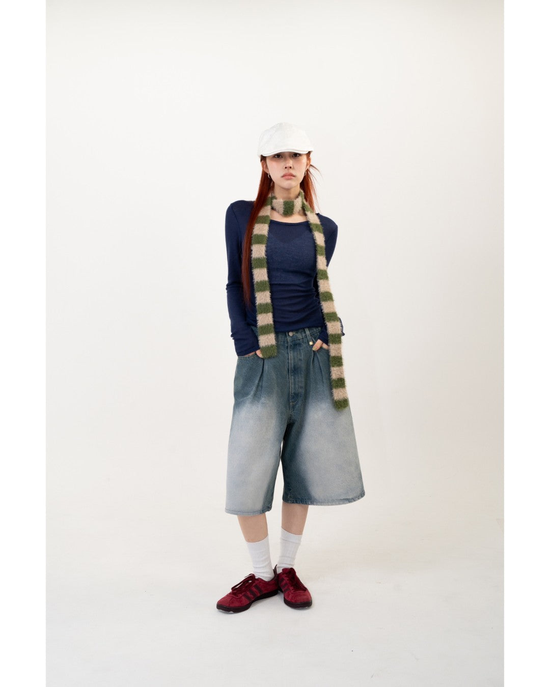 Vintage-Like Denim Half Pants