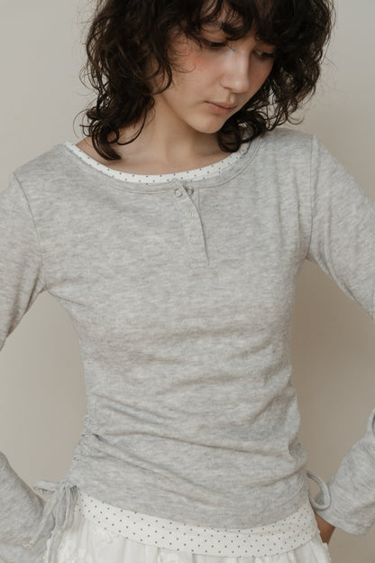 【先行】Layered Henley Neck Tee ※10月下旬配送予定