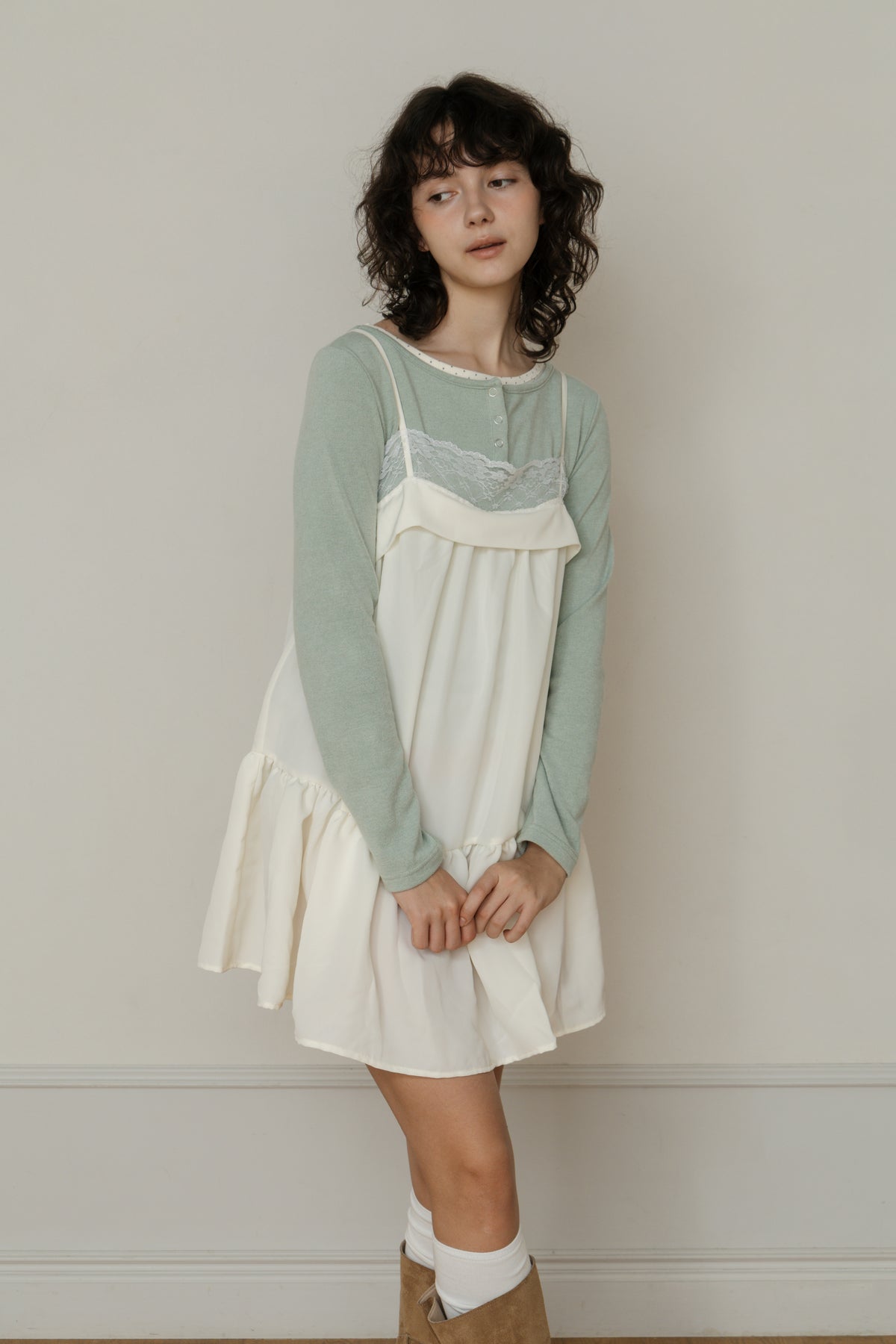 【先行】Layered Henley Neck Tee ※10月下旬配送予定