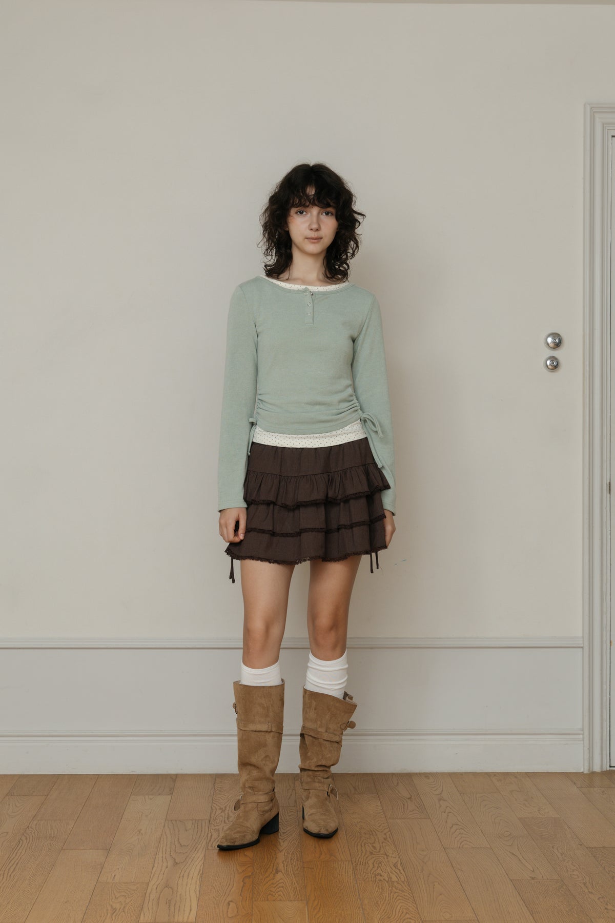 【先行】Layered Henley Neck Tee ※10月下旬配送予定