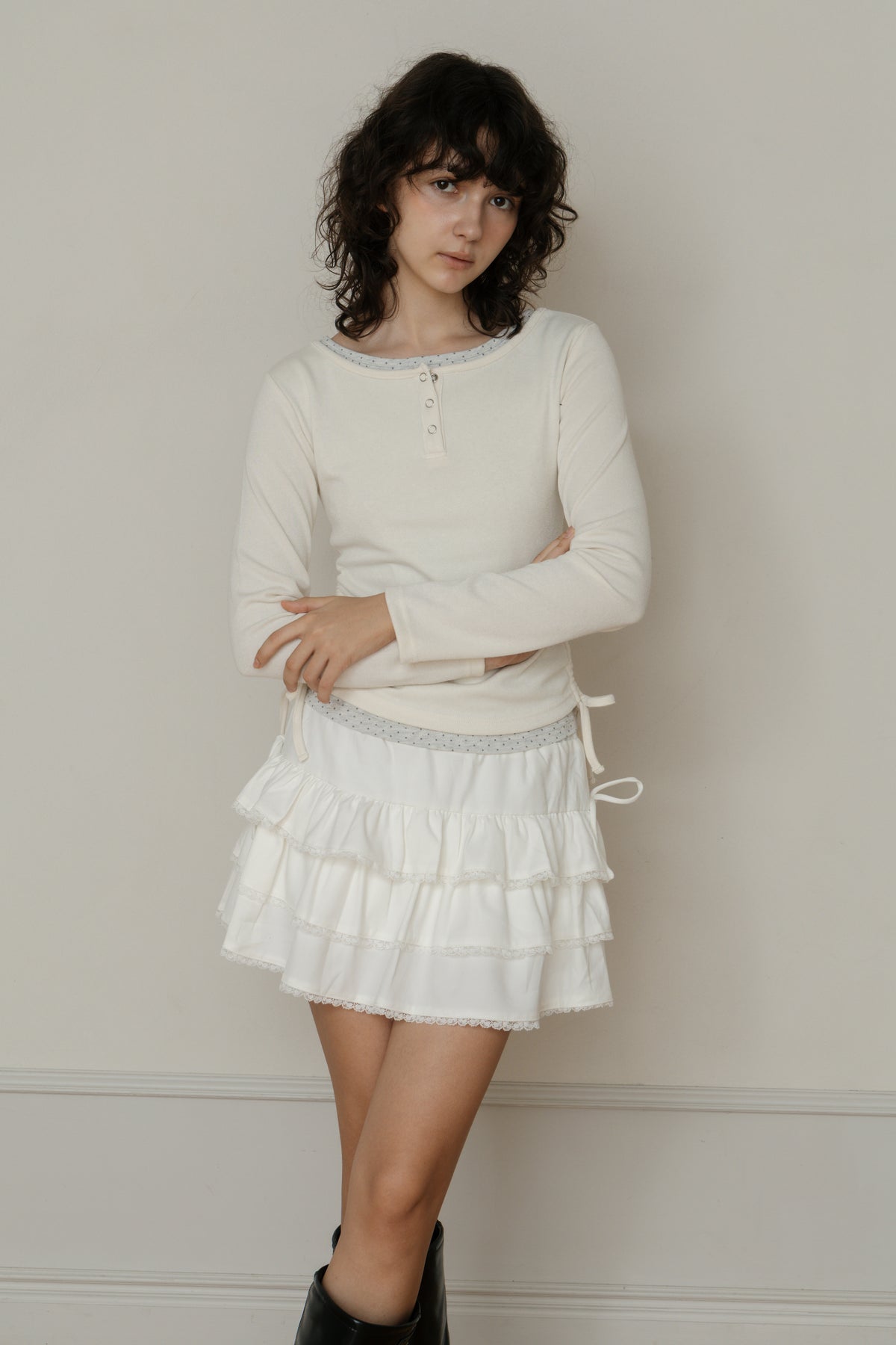 【先行】Layered Henley Neck Tee ※10月下旬配送予定