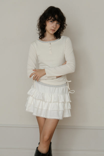 【先行】Layered Henley Neck Tee ※10月下旬配送予定