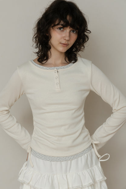 【先行】Layered Henley Neck Tee ※10月下旬配送予定
