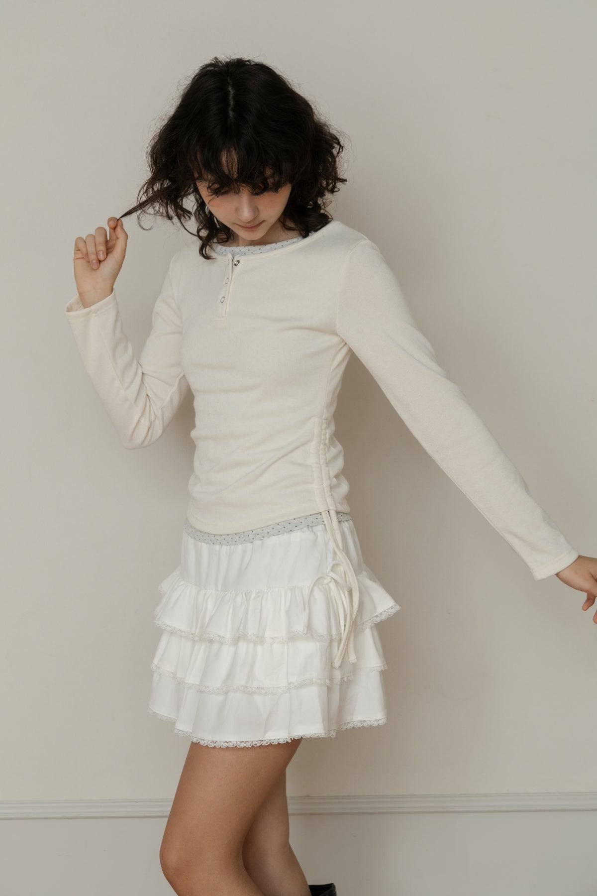 【先行】Layered Henley Neck Tee ※10月下旬配送予定