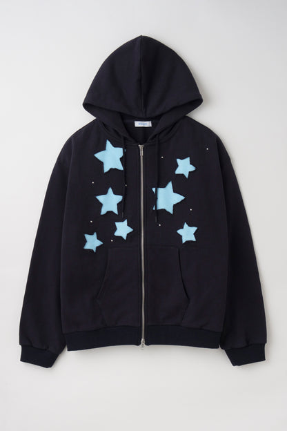Star Patchwork Zip Hoodie