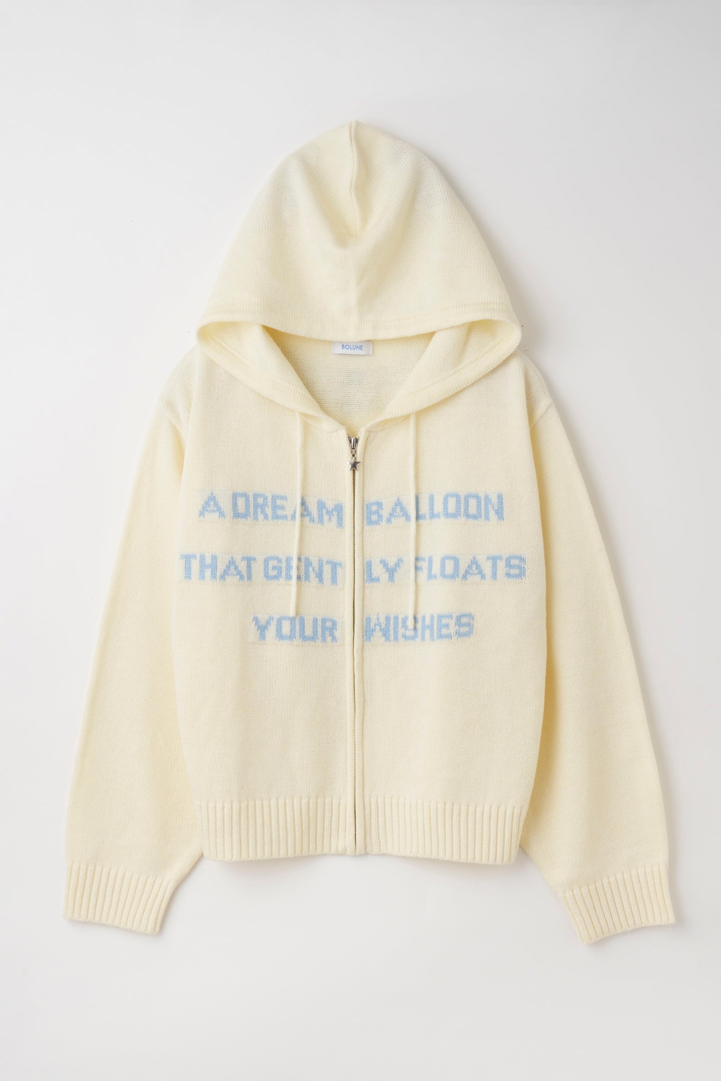 Letter Print Knit Zip Hoodie