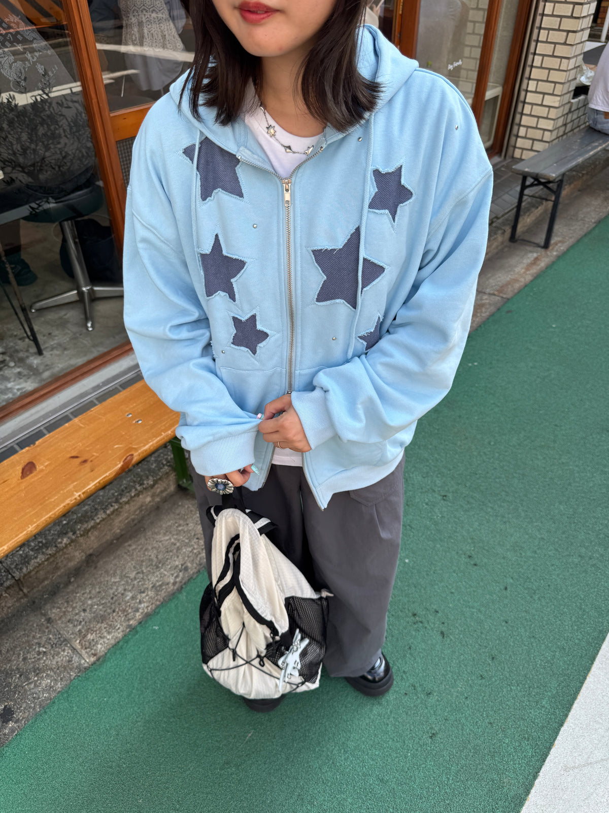 Star Patchwork Zip Hoodie