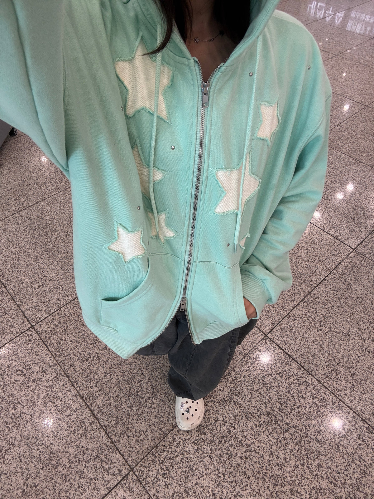 Star Patchwork Zip Hoodie