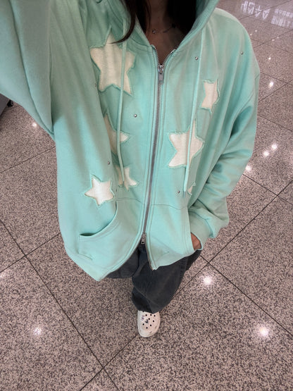 Star Patchwork Zip Hoodie