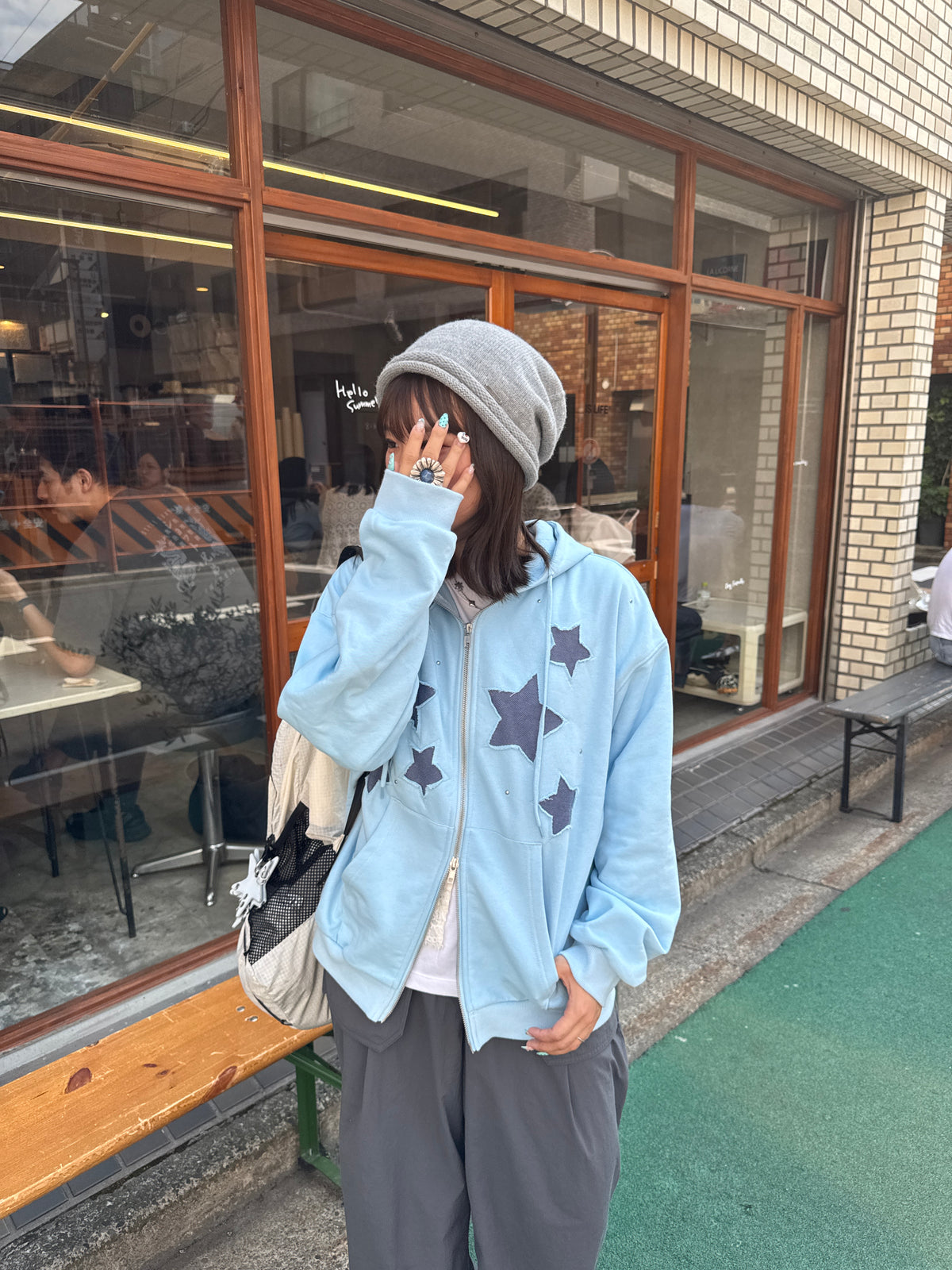Star Patchwork Zip Hoodie