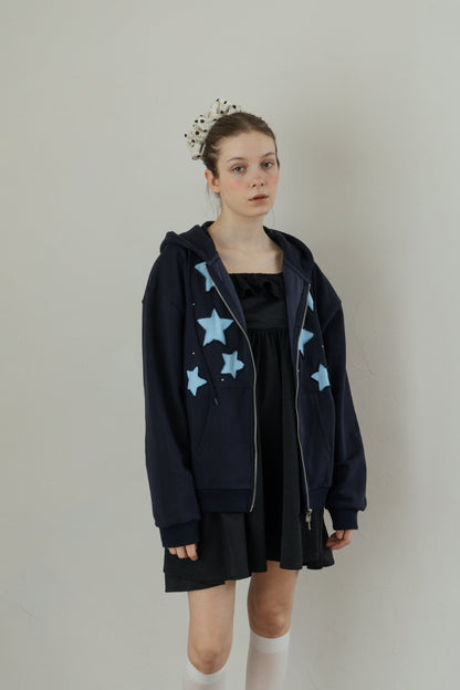 Star Patchwork Zip Hoodie