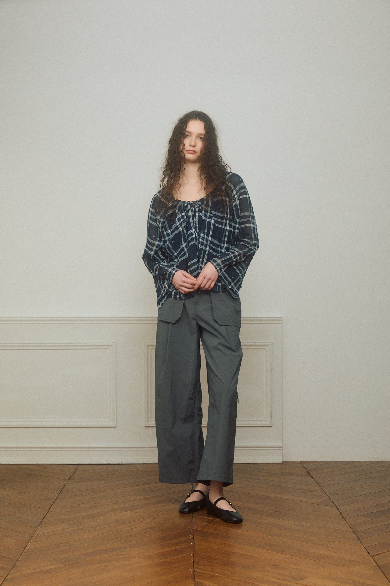 Skirt-Layered Nylon Pants