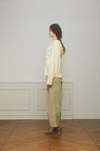 Letter Print Knit Zip Hoodie