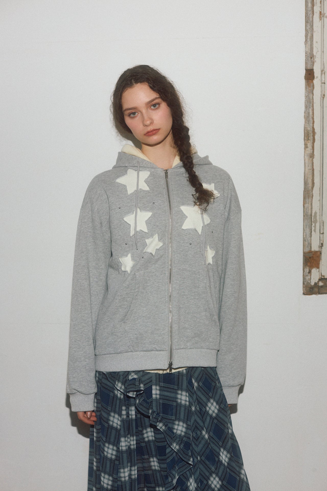 Star Patchwork Zip Hoodie