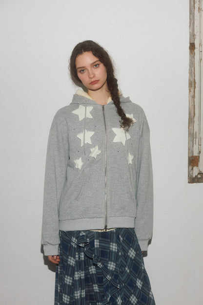 Star Patchwork Zip Hoodie