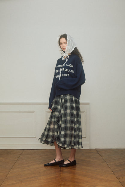 Asymmetrical Check Chiffon Skirt