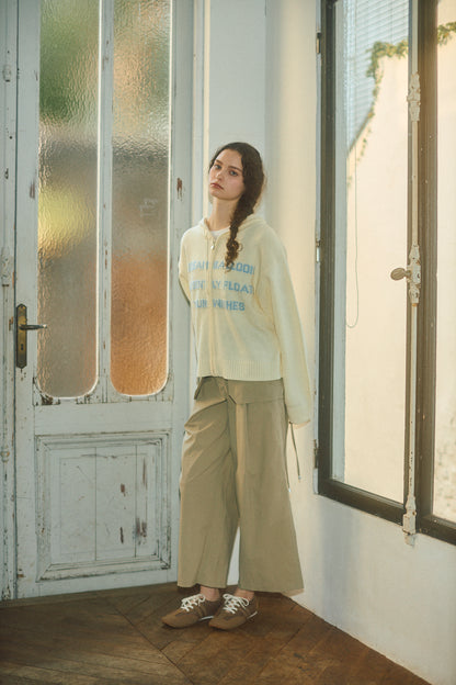 Letter Print Knit Zip Hoodie