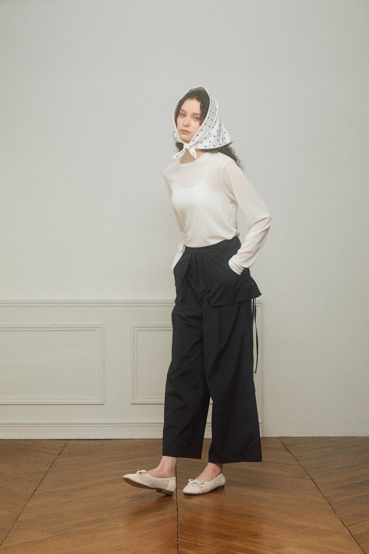Skirt-Layered Nylon Pants